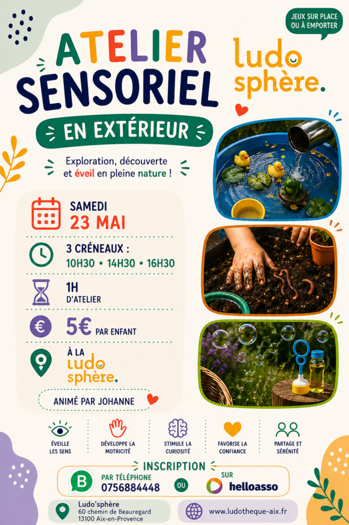 atelier sensoriel extérieur enfant Aix-en-Provence Ludo’sphère